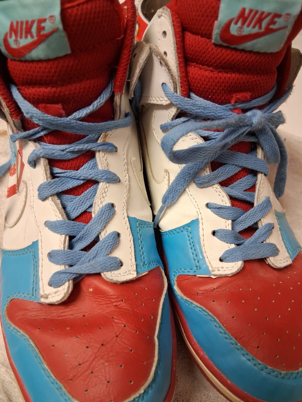 Nike Captain America High-Top Sneakers in Red, Light Blue & White